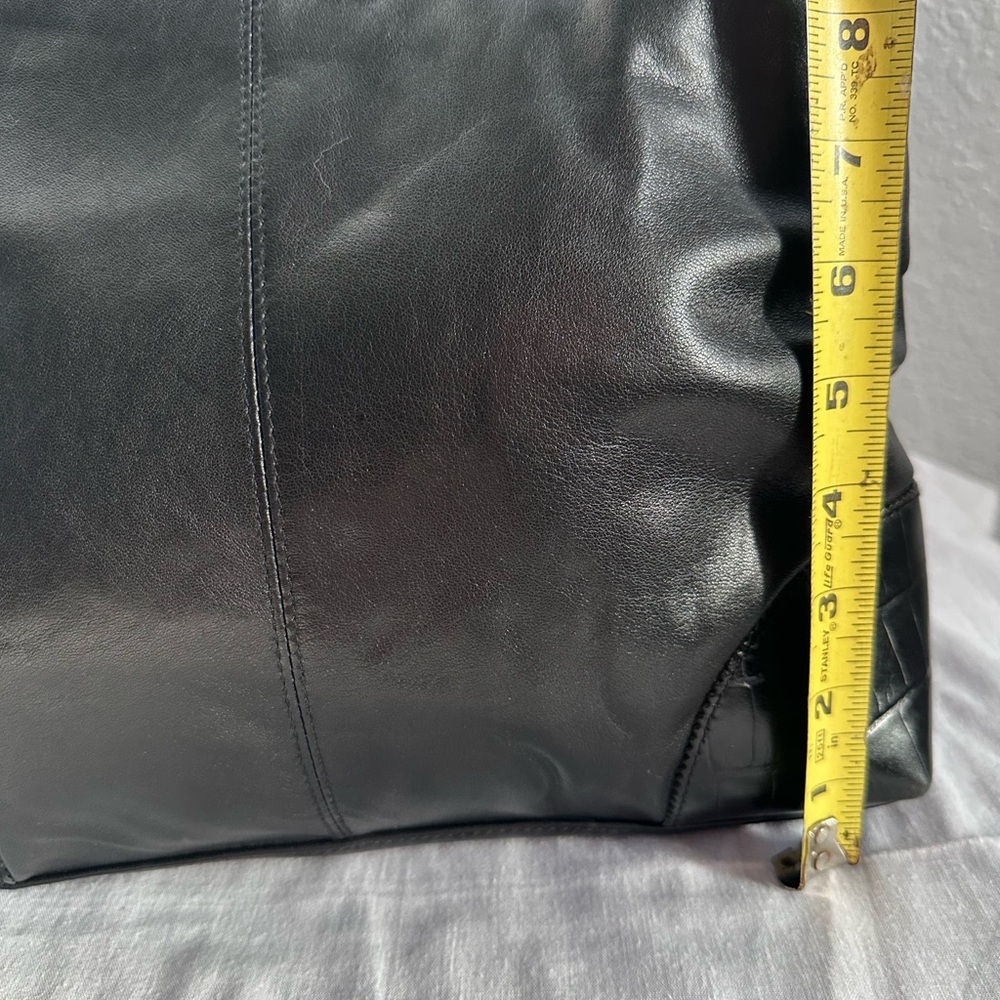 Etienne Aigner Black Leather Tote Bag | Croc Embossed Trim | Shoulder Bag - Picture 14 of 15
